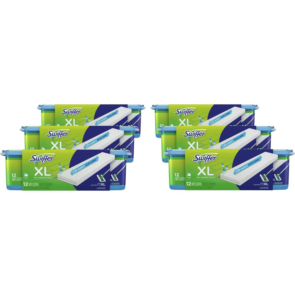 Swiffer Sweeper XL Wet Mopping Pads - X-Large - White - 12 Per Pack - 6 / Carton. Picture 1