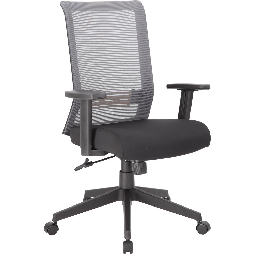 Boss Mesh Task Chair - 5-star Base - Gray, Black - Mesh - Armrest - 1 Each. Picture 1