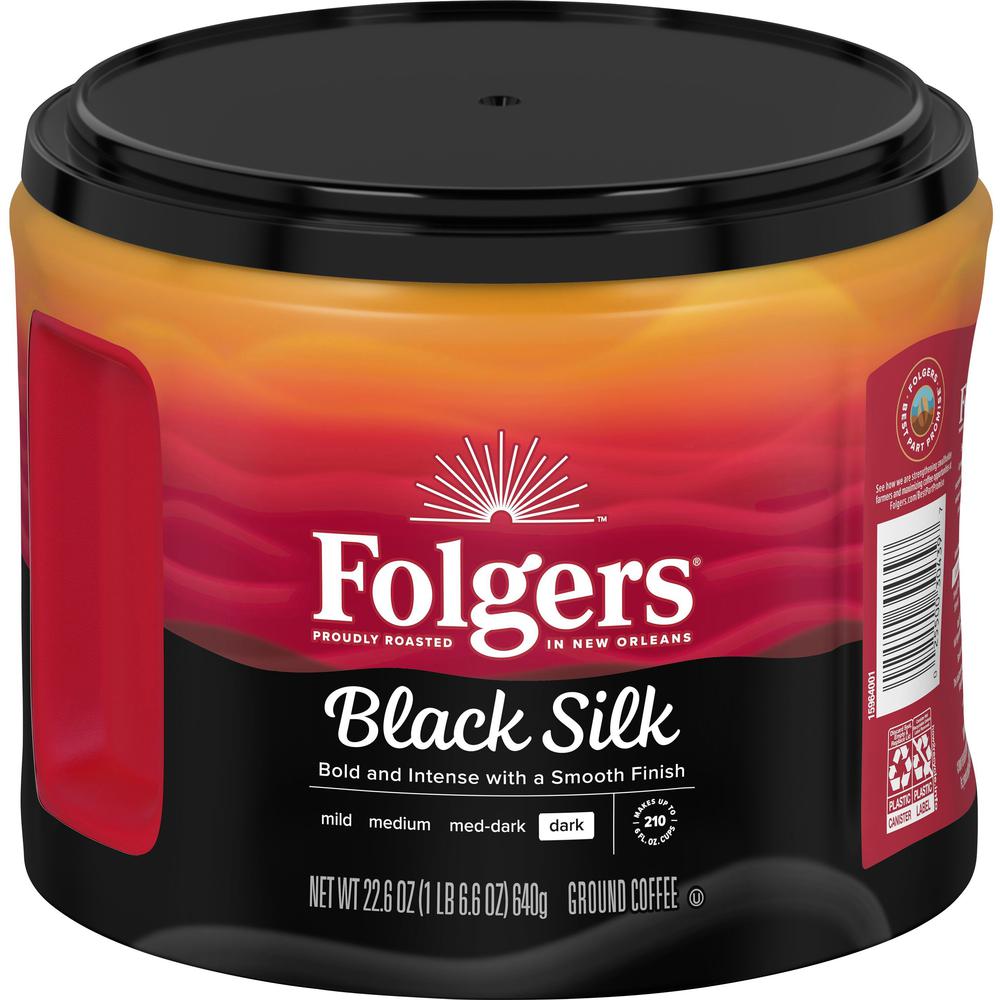 Folgers&reg; Ground Black Silk Coffee - Dark - 22.6 oz - 1 Each. Picture 1