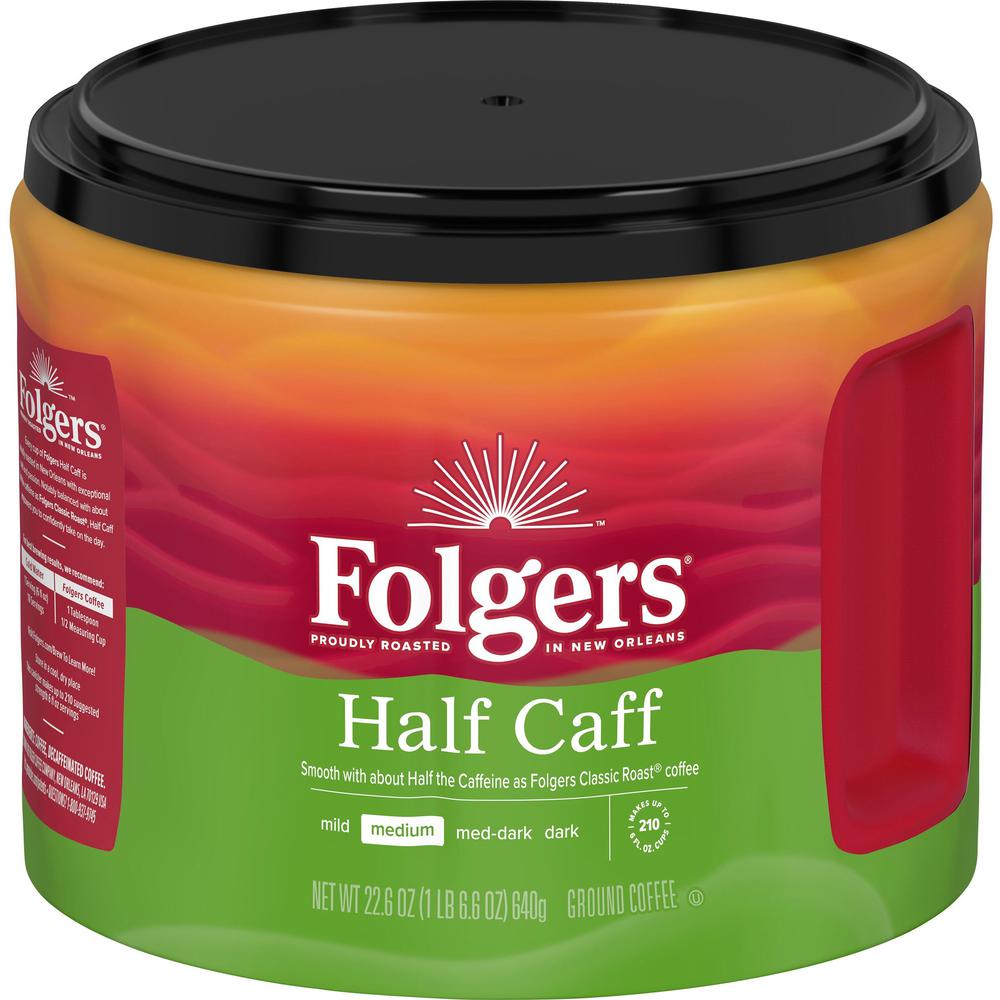 Folgers&reg; 1/2 Caff Coffee - Medium - 22.6 oz - 1 Each. Picture 1