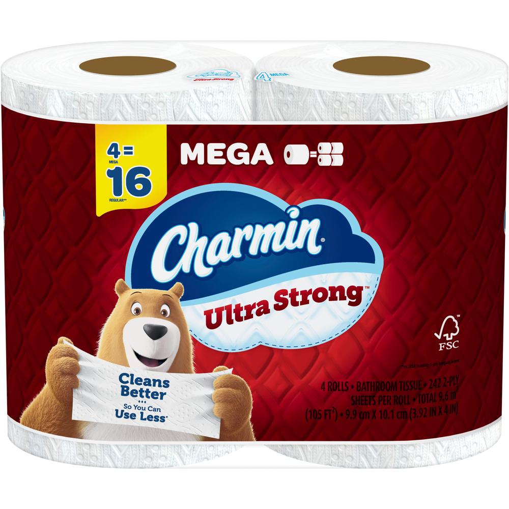 Charmin Ultra Strong Bath Tissue - 2 Ply - White - 4 Rolls Per Pack - 1 Pack. Picture 1