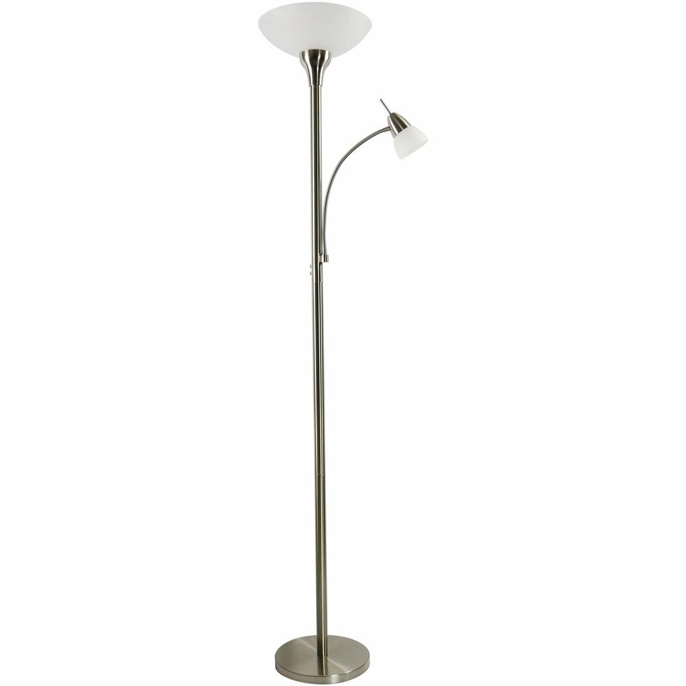 Bostitch LED Floor Lamp - 72" Height - 4 W LED Bulb - Satin Nickel - Dimmable, Adjustable Brightness, Touch Sensitive Control Panel - Floor-mountable - Silver - for Reading, Room, Crafting, Relaxing. Picture 1