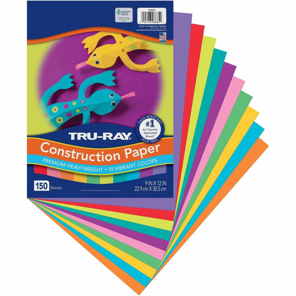 Tru-Ray Construction Paper - Art, Craft Project - 150 / Pack - Assorted - Paper, Sulphite, Fiber. Picture 1