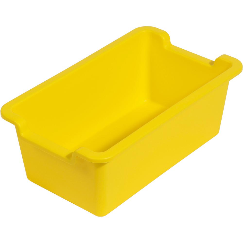 Deflecto Antimicrobial Rectangular Storage Bin - 5.1" Height x 13.2" Width x 8.1" Depth - Antimicrobial, Lightweight, Mold Resistant, Mildew Resistant, Handle, Portable, Stackable - Yellow - Polypropy. Picture 1