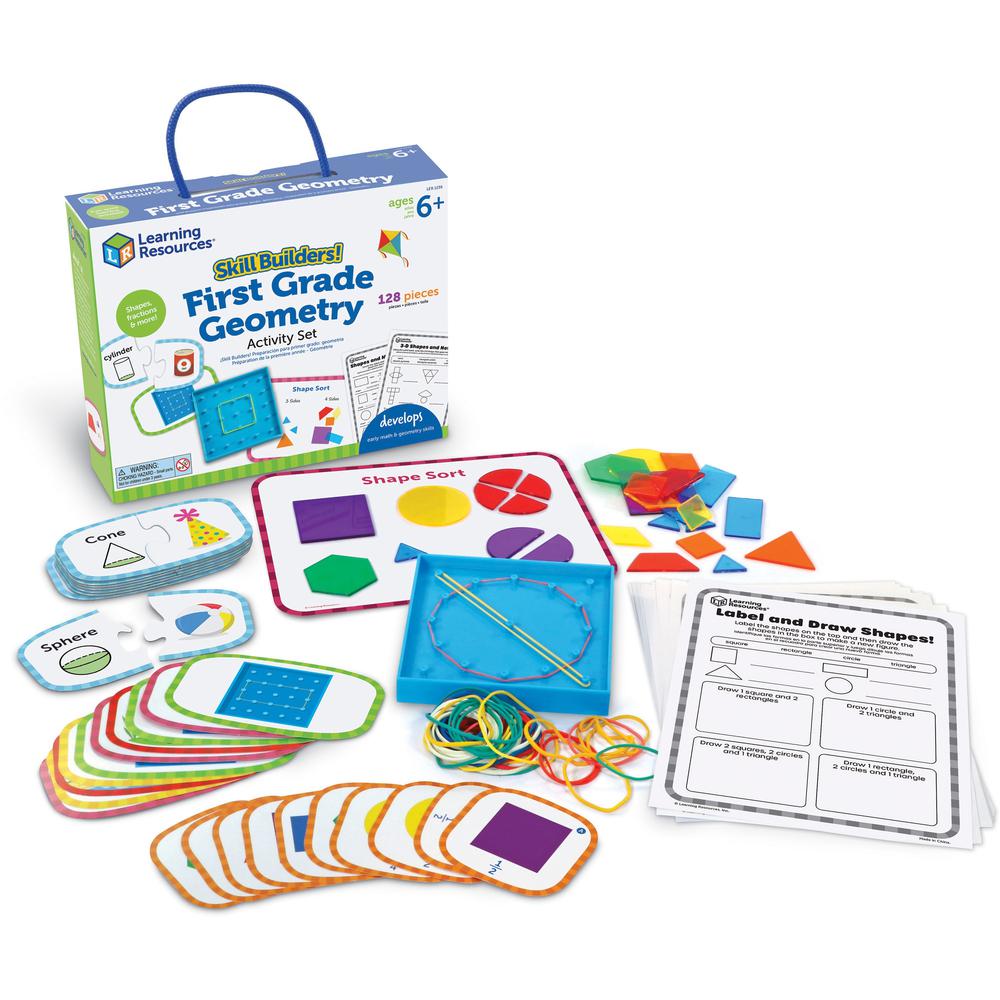 Learning Resources Skill Builders! First Grade Geometry Activity Set - Theme/Subject: Fun - Skill Learning: Geometry, Shape, Fraction - 128 Pieces - 6-10 Year - 1 Each. Picture 1