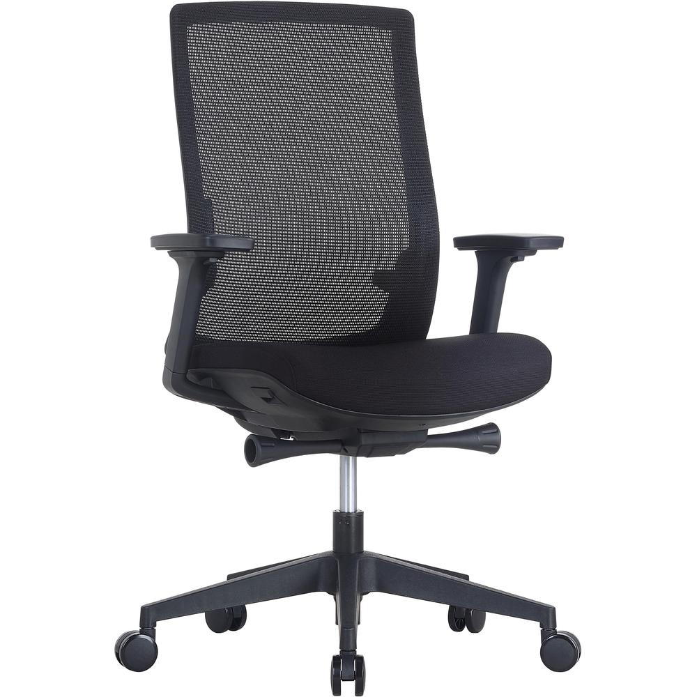 Lorell Mid-back Mesh Chair - Mid Back - 5-star Base - Black - Armrest - 1 Each. Picture 1
