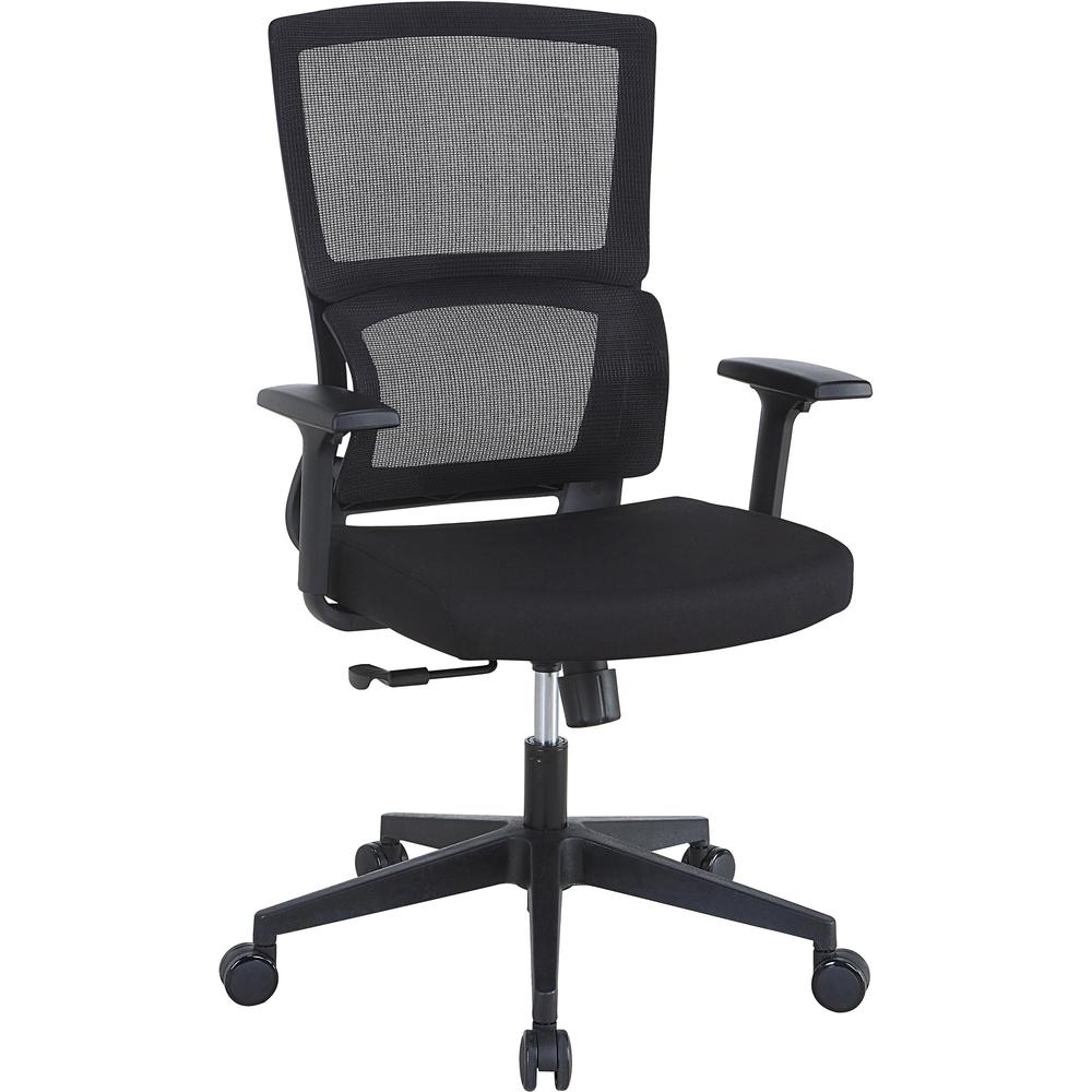 Lorell Mid-back Mesh Chair - Black Fabric Seat - Black Mesh Back - Mid Back - 5-star Base - Armrest - 1 Each. Picture 1