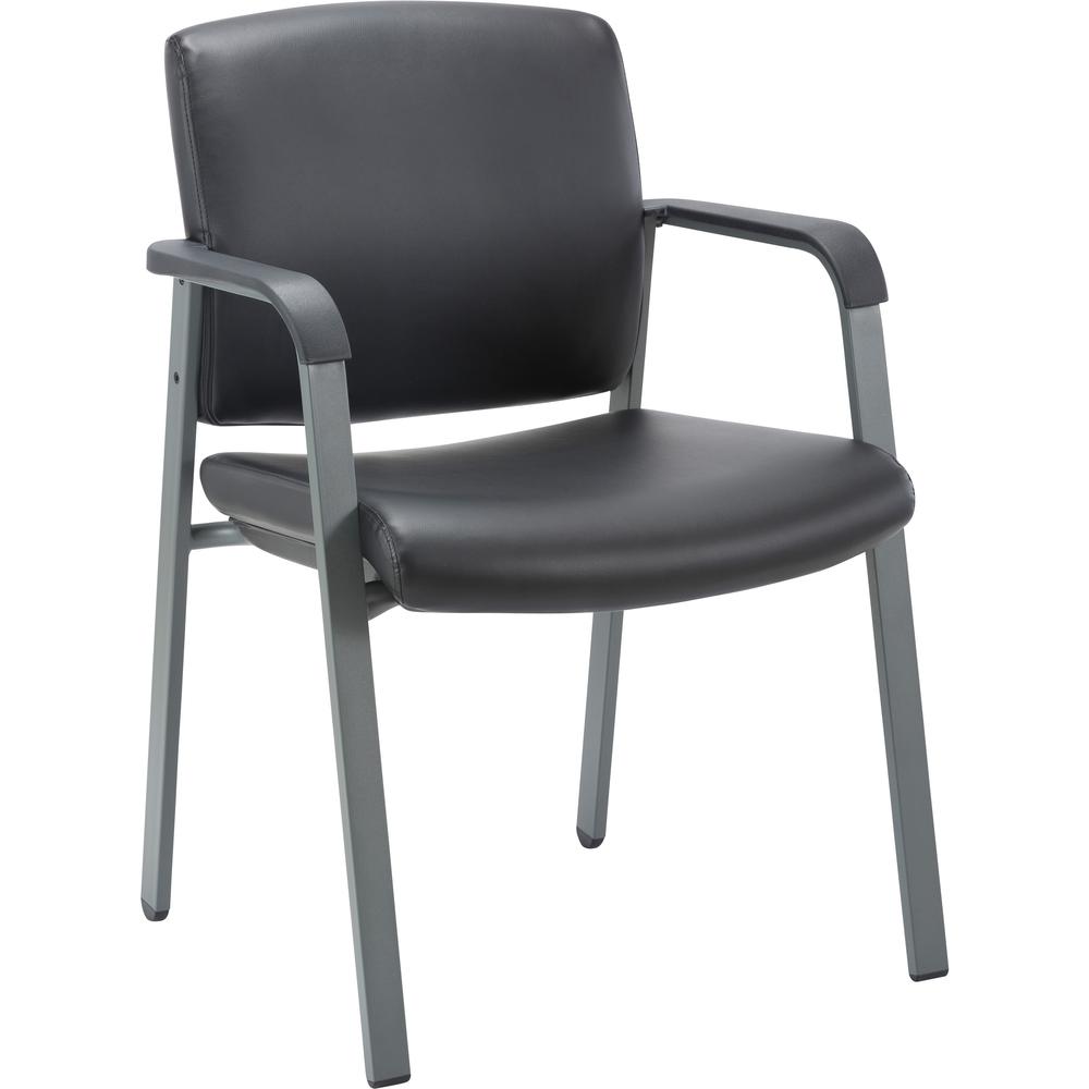 Lorell Healthcare Upholstery Guest Chair - Steel Frame - Square Base - Black - Vinyl - Armrest - 1 Each. Picture 1