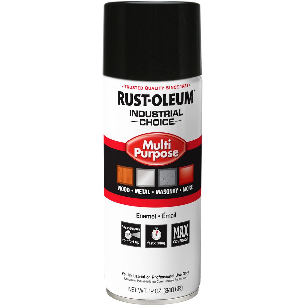 Rust-Oleum Industrial Choice Enamel Spray Paint - Aerosol - 12 fl oz - 1 Each - Gloss - Black. Picture 1