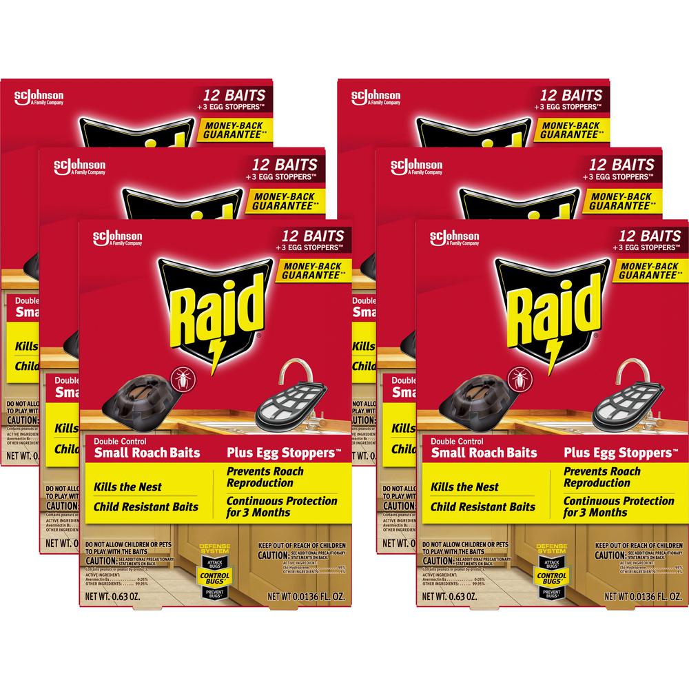 Raid Double Control Small Roach Baits - Cockroaches - Red - 6 / Carton. Picture 1