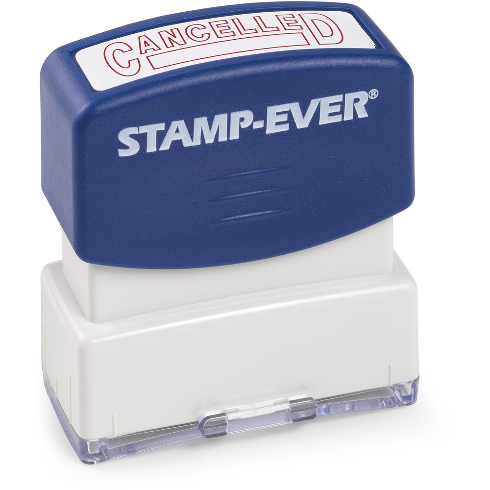 Trodat Pre-inked CANCELED Message Stamp - Message Stamp - "CANCELLED" - 0.56" Impression Width x 1.69" Impression Length - 50000 Impression(s) - Red - 1 Each - TAA Compliant. Picture 1