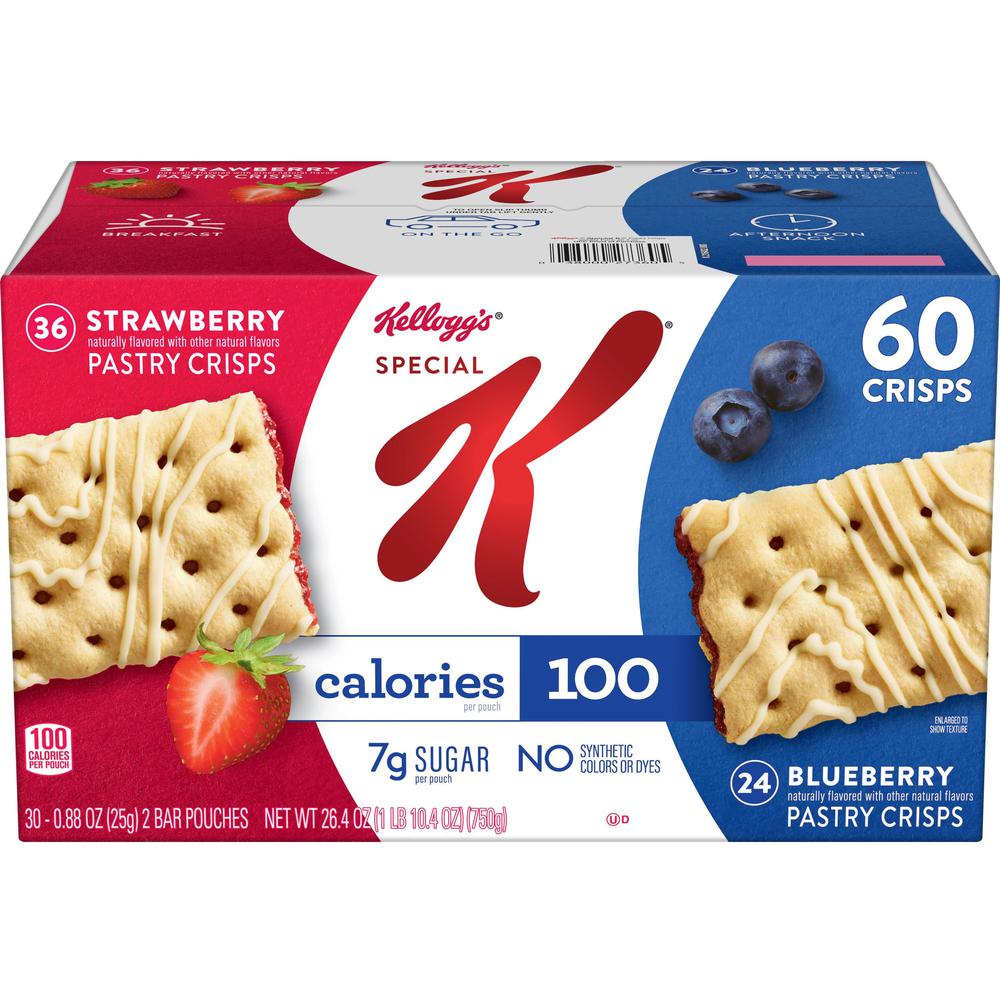 Special K Pastry Crisps - Individually Wrapped - Strawberry, Blueberry - 0.88 oz - 60 / Box. Picture 1