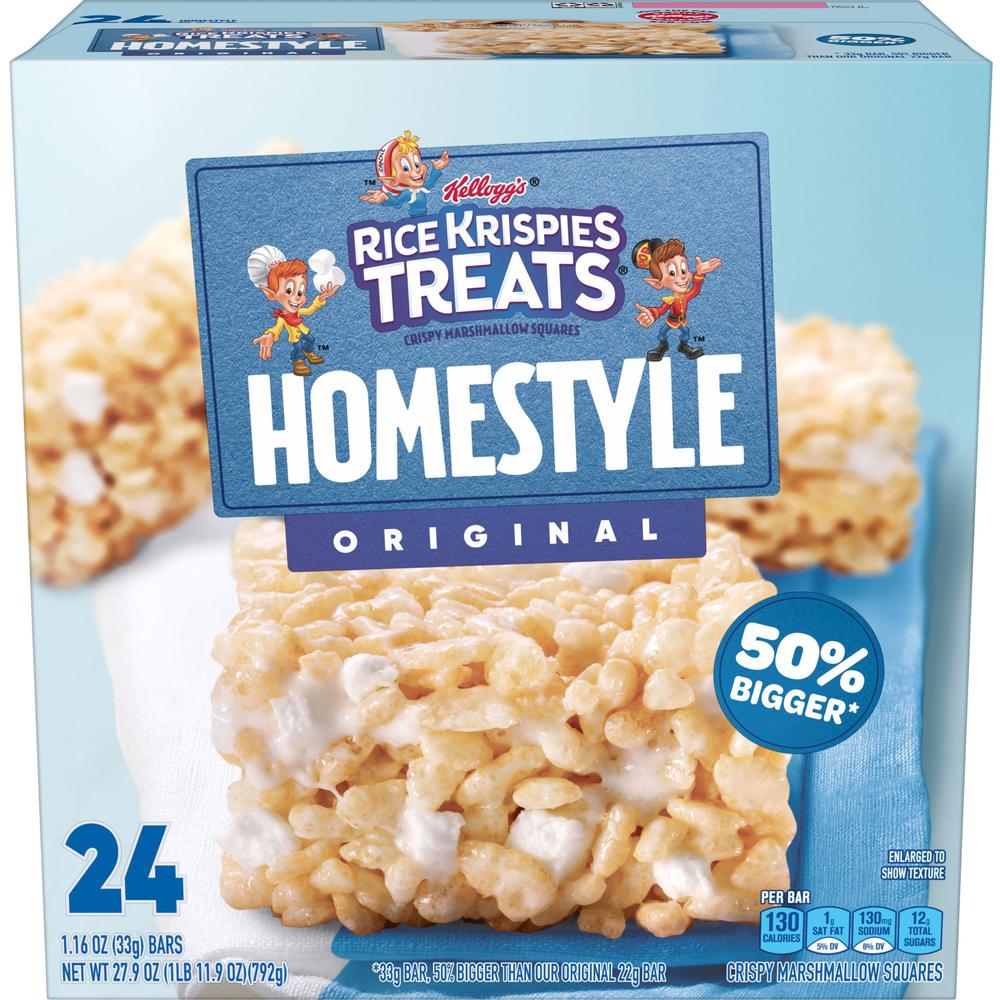 Rice Krispies Homestyle Original Treats - Individually Wrapped - Original - 1.74 lb - 24 / Box. Picture 1