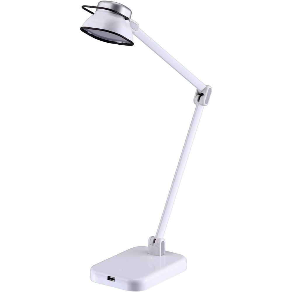 Bostitch Elate Dual Arm LED Desk Lamp - LED Bulb - USB Charging, Adjustable Arm, Adjustable Brightness - Desk Mountable - White - for Desk, Office. Picture 1