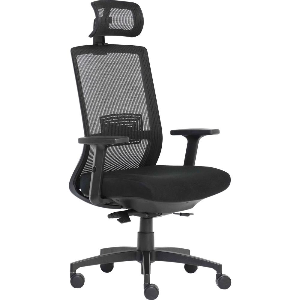 Lorell Mesh Task Chair - Fabric, Memory Foam Seat - Black - Armrest - 1 Each. Picture 1