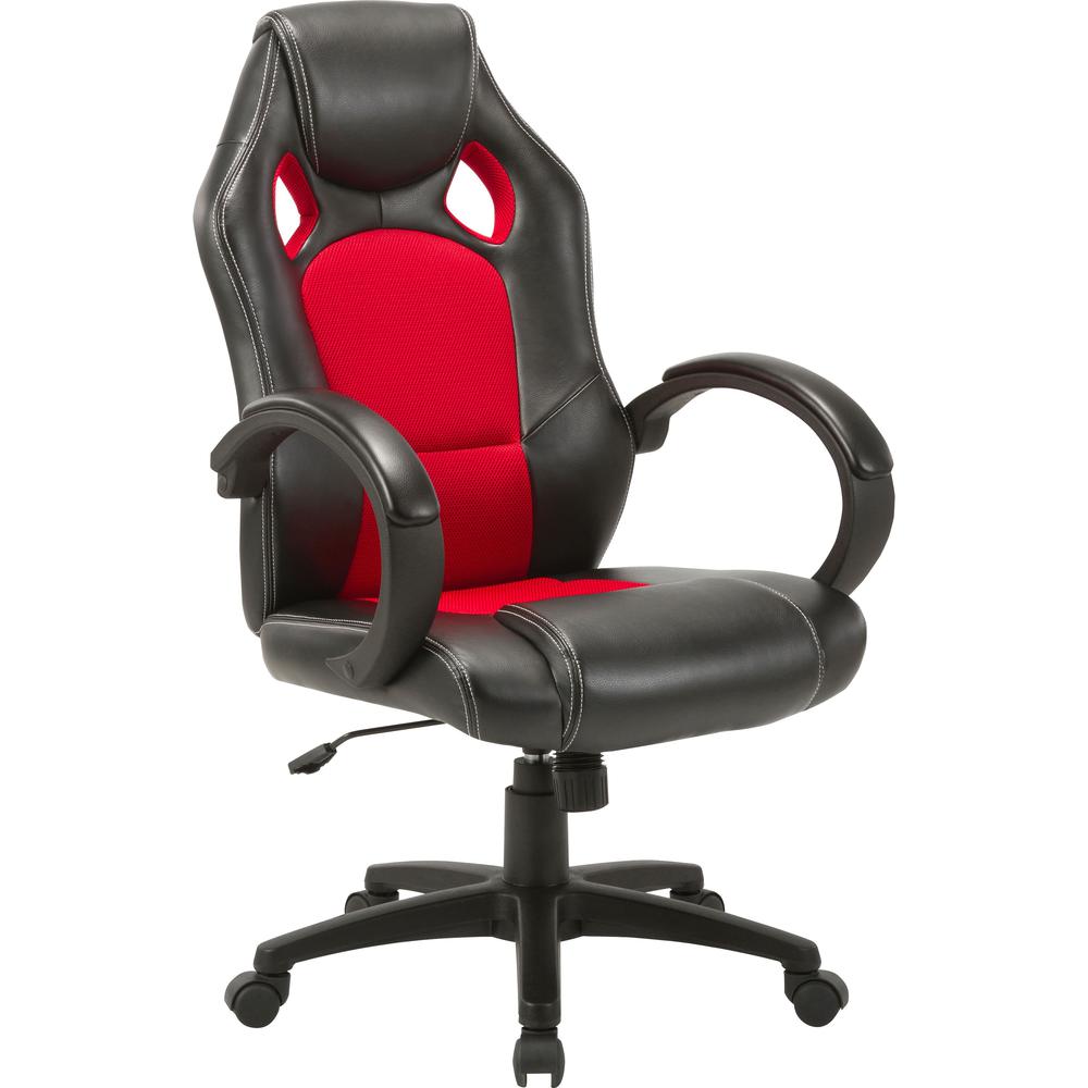LYS High-back Gaming Chair - For Gaming - Polyurethane, Mesh, Nylon - Red, Black. Picture 1