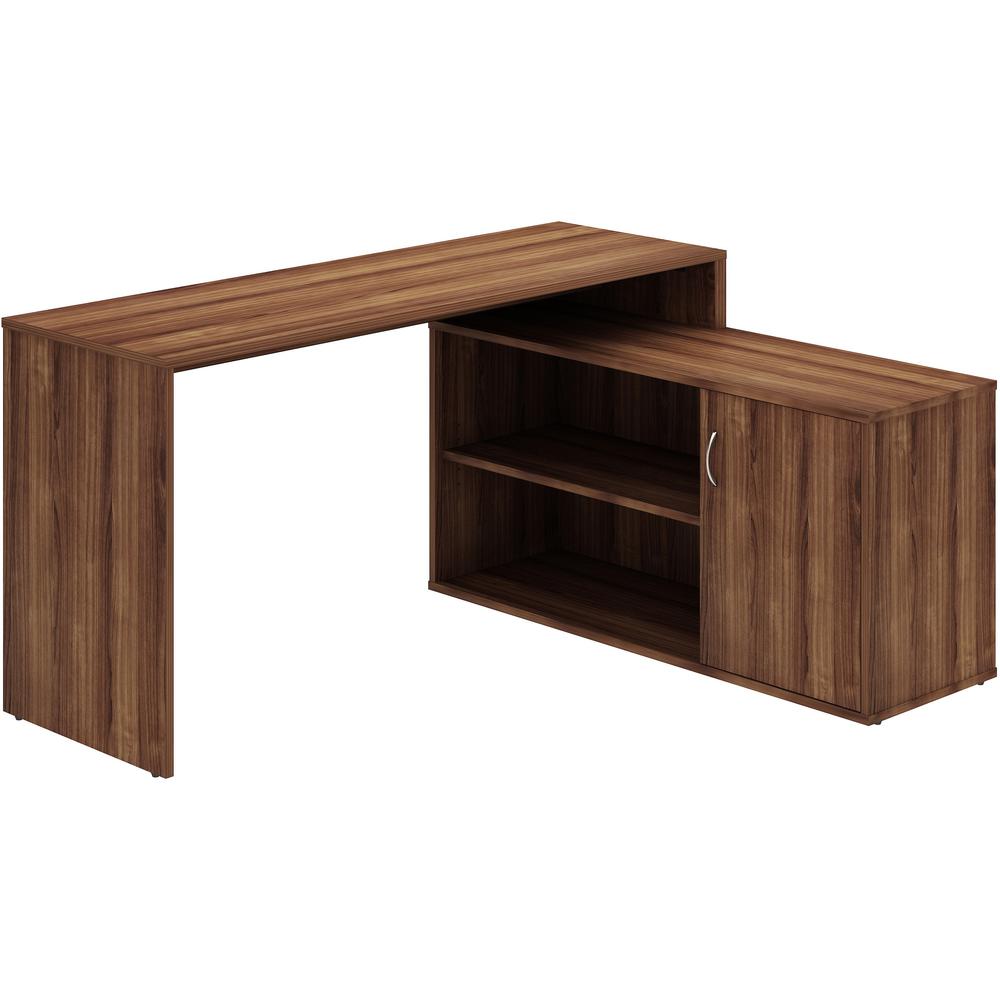 LYS L-Shape Workstation with Cabinet - Laminated L-shaped Top - 200 lb Capacity - 29.50" Height x 60" Width x 47.25" Depth - Assembly Required - Walnut - Particleboard - 1 Each. Picture 1
