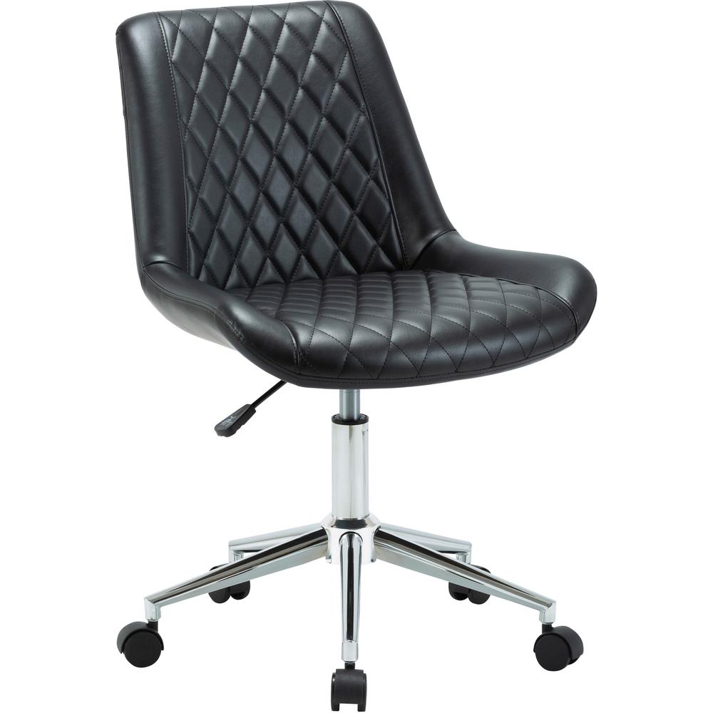 LYS Low Back Office Chair - Black Plywood, Bonded Leather Seat - Black Plywood, Vinyl Back - Low Back - 1 Each. Picture 1