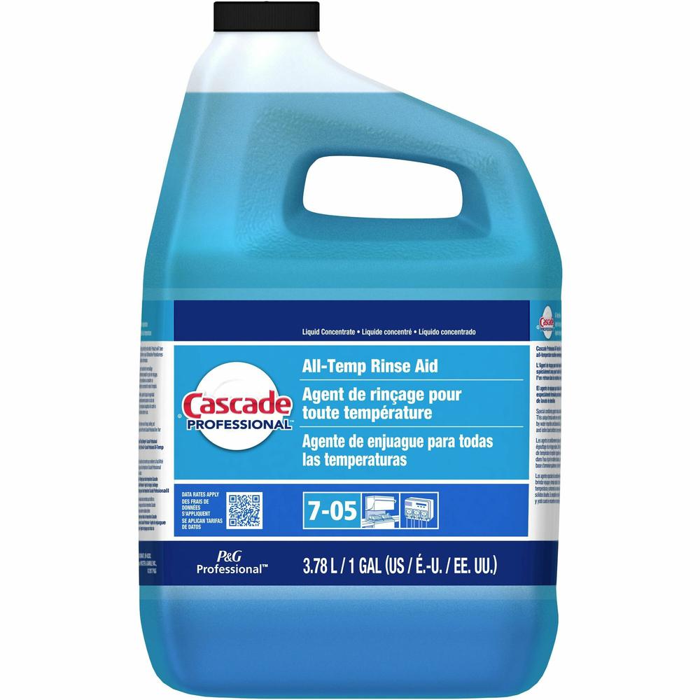 P&G All-Temp Rinse Aid - Concentrate - 128 fl oz (4 quart) - 2 / Carton - Phthalate-free, Triclosan-free, Alkylphenol-free, Anti-limescale - Blue. Picture 1