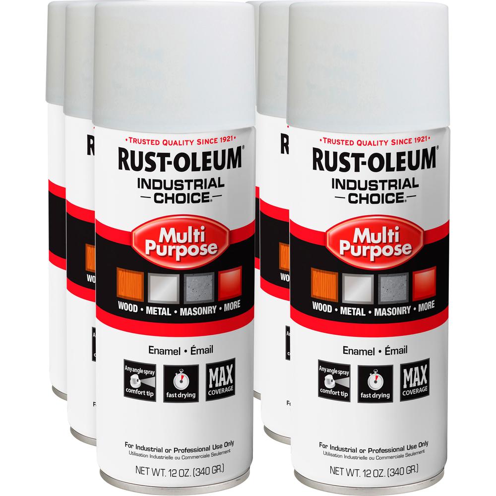 Rust-Oleum Industrial Choice Enamel Spray Paint - Liquid - 12 fl oz - 6 / Carton - White. Picture 1