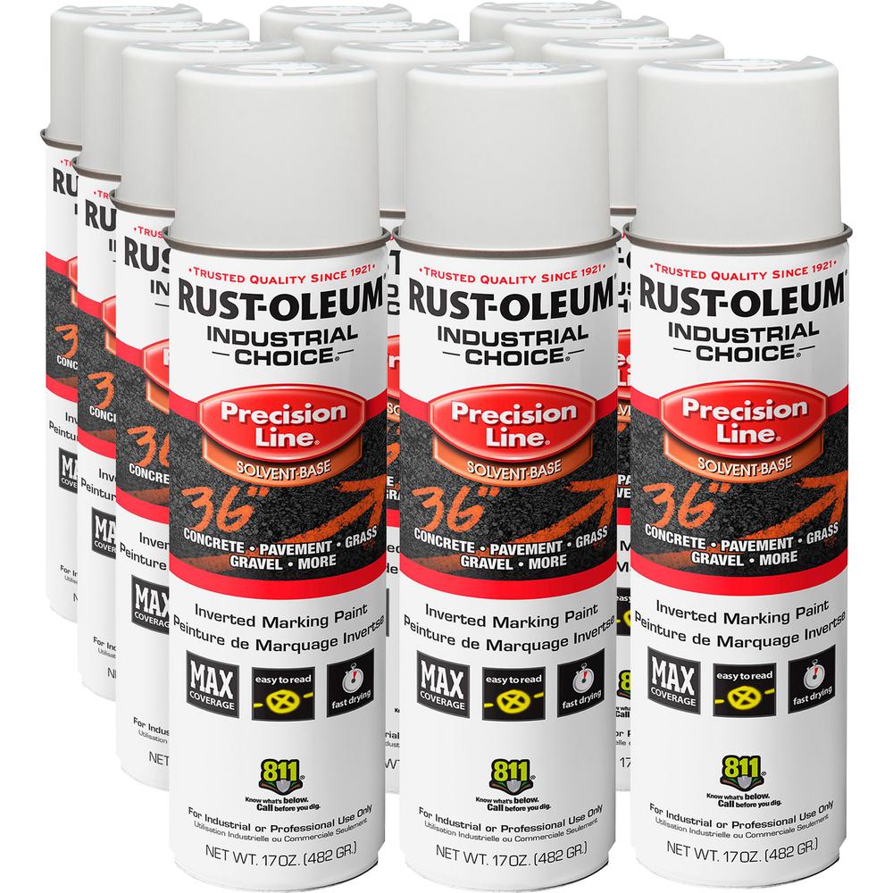 Rust-Oleum Color Precision Line Marking Paint - Liquid - 17 fl oz - 12 / Carton - White. Picture 1