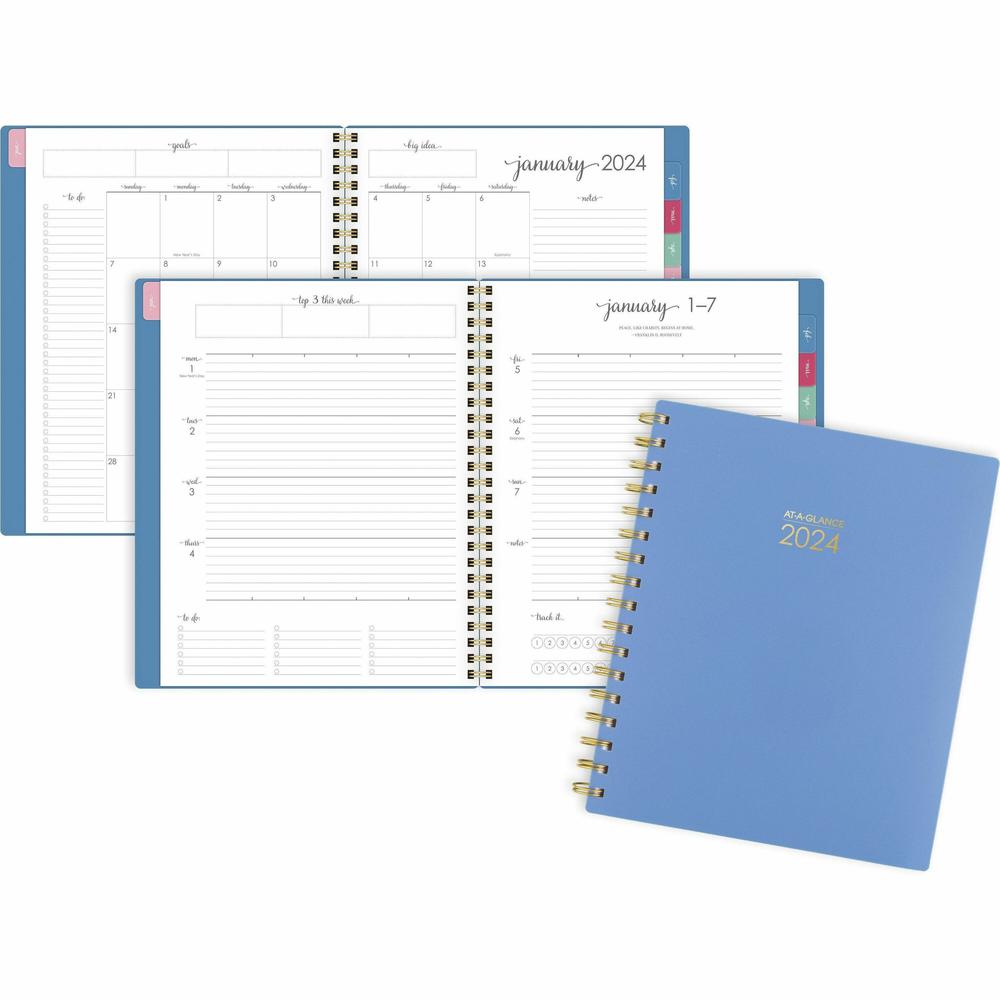 At-A-Glance Harmony Planner - Medium Size - Academic - Weekly, Monthly - 13 Month - January 2024 - January 2025 - 2 Week, 2 Month Double Page Layout - 7" x 8 3/4" Sheet Size - Wire Bound - Blue - Pape. Picture 1