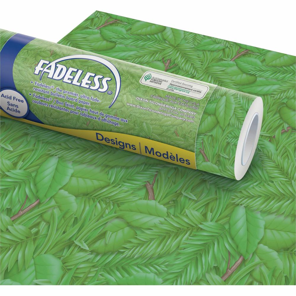 Fadeless Bulletin Board Paper Rolls - Classroom, Door, File Cabinet, School, Home, Office Project, Display, Table Skirting, Party, Decoration - 48"Width x 50 ftLength - 1 Roll - Tropical Foliage - Pap. Picture 1