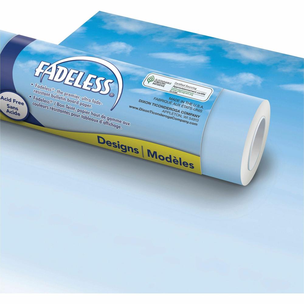Fadeless Bulletin Board Paper Rolls - Classroom, Door, File Cabinet, School, Home, Office Project, Display, Table Skirting, Party, Decoration - 48"Width x 50 ftLength - 1 Roll - Wispy Clouds - Paper. Picture 1