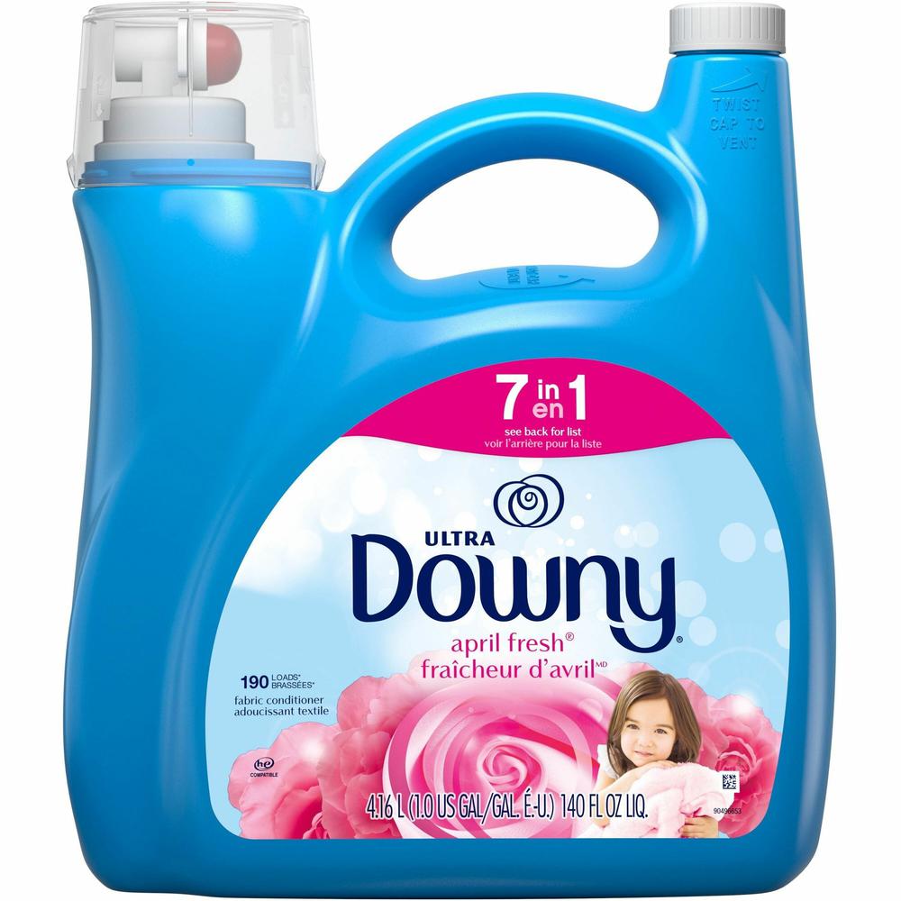 Downy Ultra Fabric Conditioner - 140 oz (8.75 lb) - April Fresh Scent - 1 Bottle - Light Blue. Picture 1