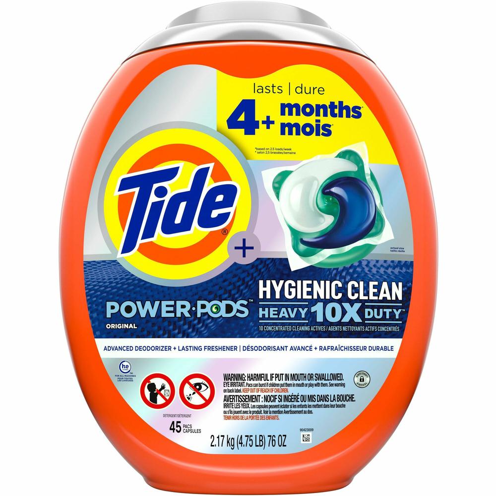 Tide Hygienic Clean Heavy Duty Pods - Concentrate - Original Scent - 45 / Pack - Orange. Picture 1