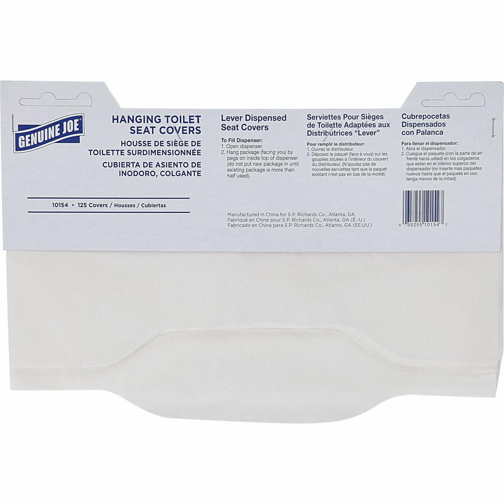 Genuine Joe Quarter-Fold Toilet Seat Covers - Quarter-fold - For Toilet - 125 / Pack - 24 / Carton - Virgin Paper - White. Picture 1