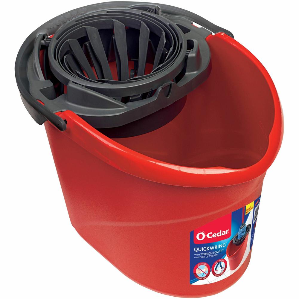 O-Cedar QuickWring Bucket - 2.50 gal - Handle, Wringer - Red, Gray - 1 Each. Picture 1