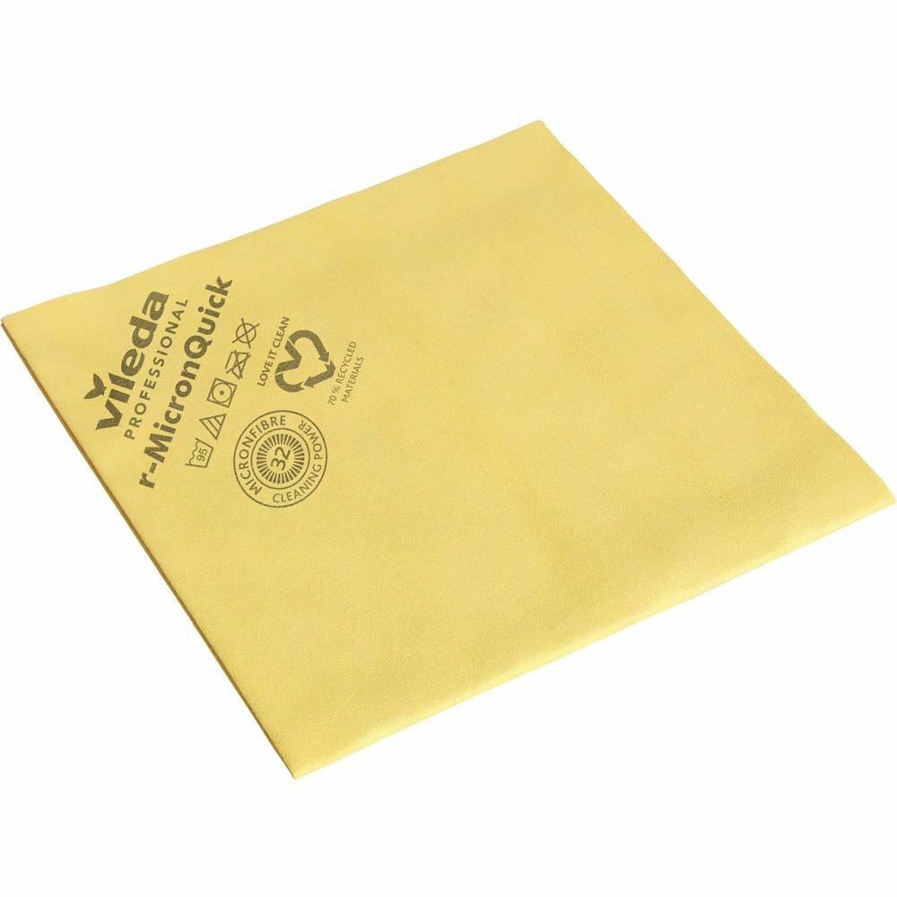 Vileda Professional MicronQuick Microfiber Cloths - 15.75" Length x 14.96" Width - 5 / Pack - Streak-free, Hygienic, Durable, Washable, Lint-free, Absorbent, PVC Free, Solvent-free - Yellow. Picture 1