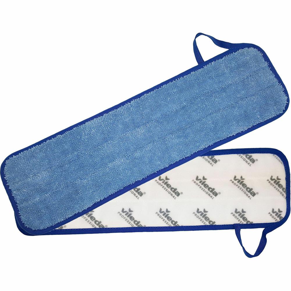 Vileda Professional Hook-and-Loop Wet Mop Pad - 6" Width x 21" Length - Polyester - Blue - 1Each. Picture 1