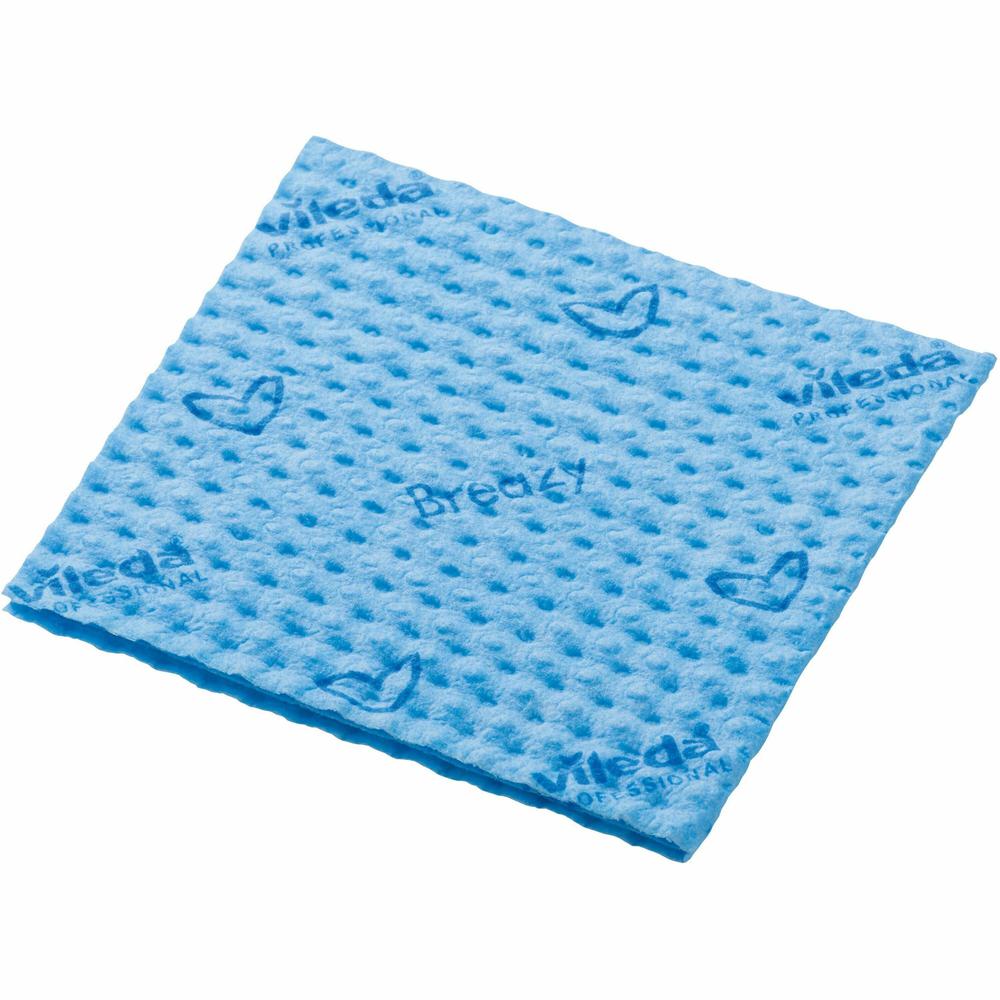 Vileda Professional Breazy Microfiber Cloths - 13.78" Length x 13.78" Width - 25 / Pack - Washable, Hygienic - Blue. Picture 1