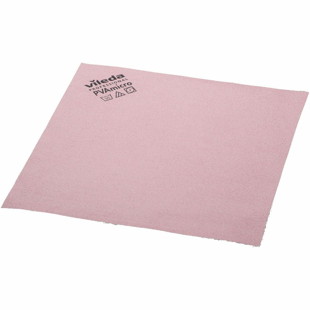 Vileda Professional PVAmicro Cleaning Cloths - 15" Length x 14" Width - 5 / Pack - Streak-free, Absorbent, Flexible, Soft - Red. Picture 1