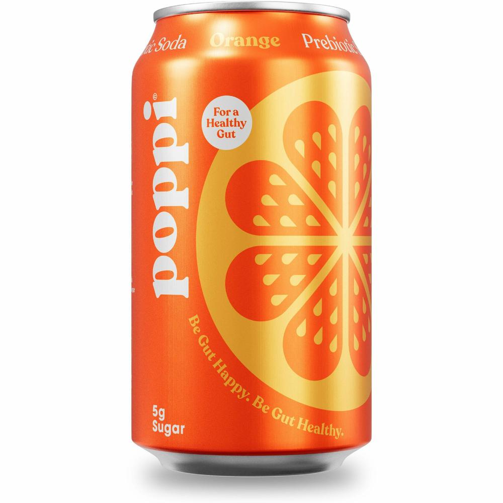 Poppi Orange-Flavored Prebiotic Soda - Ready-to-Drink - 12 fl oz (355 mL) - 12 / Carton. Picture 1