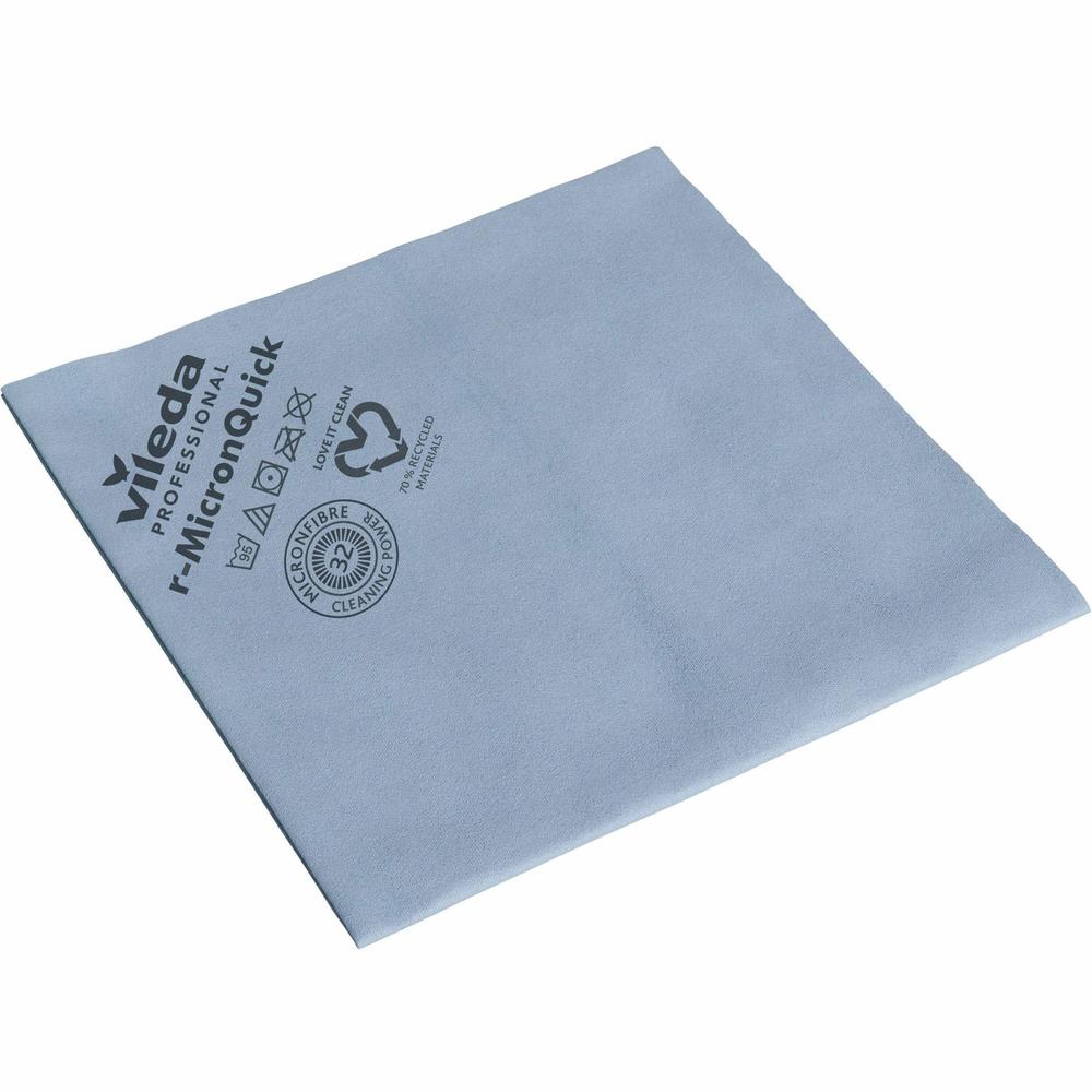 Vileda Professional MicronQuick Microfiber Cloths - 15.75" Length x 14.96" Width - 5 / Pack - Streak-free, Hygienic, Durable, Washable, Lint-free, Absorbent, PVC Free, Solvent-free - Blue. Picture 1
