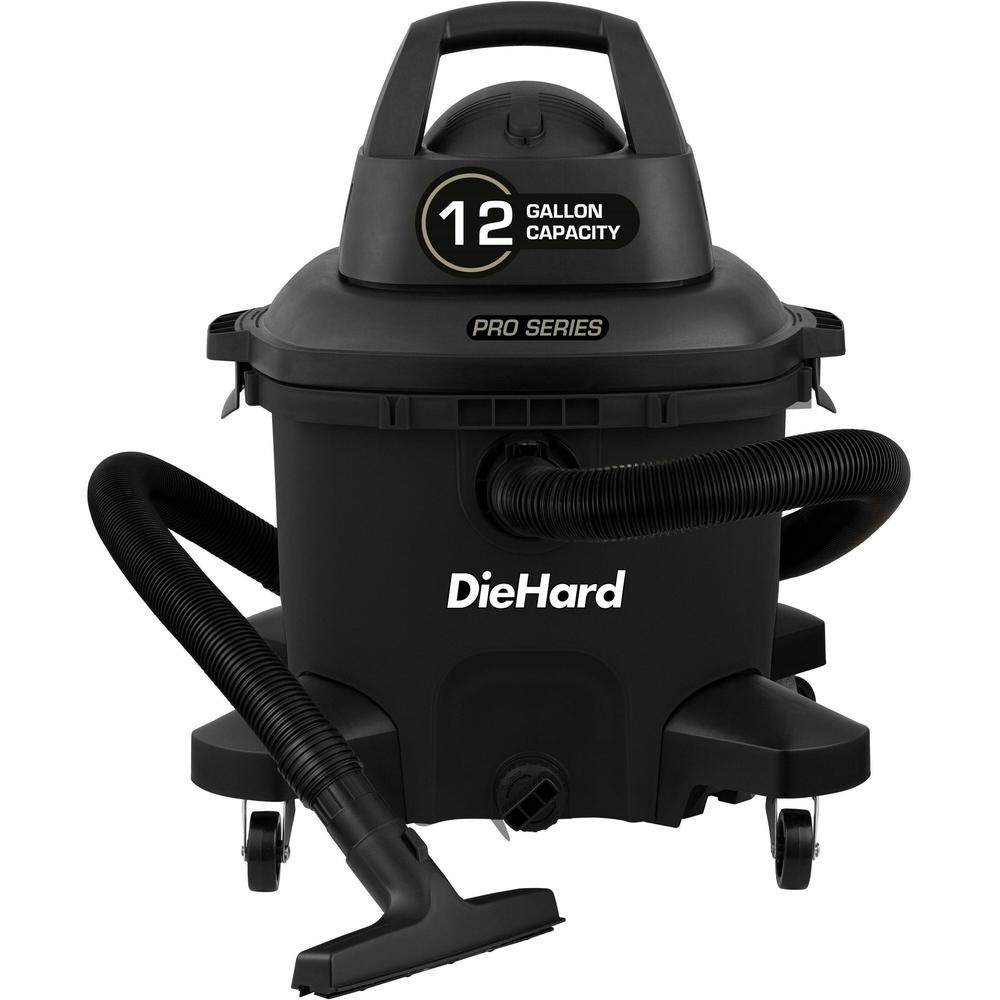 DieHard 12-Gallon 6 HP Pro Series Wet/Dry Vacuum - 12 gal - Squeegee, Hose, Wand, Filter, Crevice Tool, Pick-up Tool, Floor Tool - Wet Surface, Dry Surface - 35 ft Cable Length - 8 ft Hose Length - Ri. Picture 1