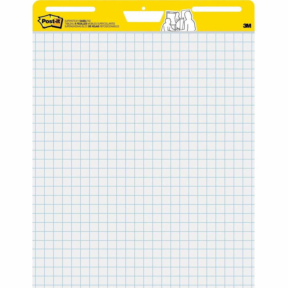 Post-it&reg; Self-Stick Easel Pad Value Pack - 30 Sheets - Stapled - Feint - Blue Margin - 18.50 lb Basis Weight - 25" x 30" - White Paper - Self-adhesive, Repositionable, Resist Bleed-through, Remova. Picture 1