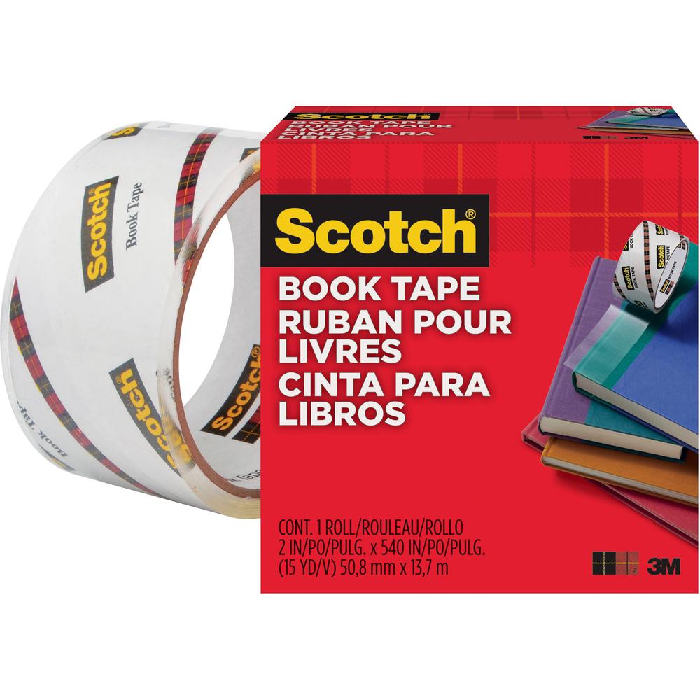 Scotch Book Tape - 15 yd Length x 2" Width - 3" Core - Acrylic - 1 / Roll - Clear. Picture 1