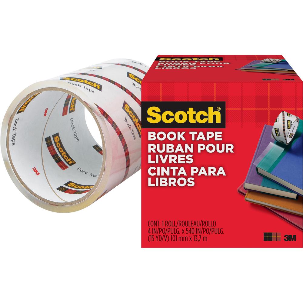 Scotch Book Tape - 15 yd Length x 4" Width - 3" Core - Acrylic - Crack Resistant - For Repairing, Reinforcing, Protecting, Covering - 1 / Roll - Clear. Picture 1