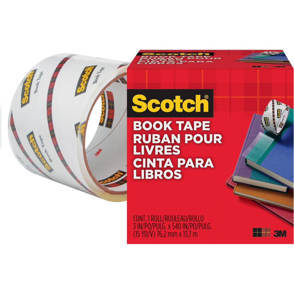 Scotch Book Tape - 15 yd Length x 3" Width - 3" Core - Acrylic - Crack Resistant - For Repairing, Reinforcing, Protecting, Covering - 1 / Roll - Clear. Picture 1