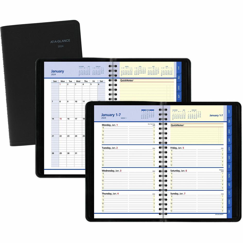 At-A-Glance QuickNotes Appointment Book Planner - Large Size - Julian Dates - Weekly, Monthly - 12 Month - January 2024 - December 2024 - 8:00 AM to 5:00 PM - Hourly - 1 Week, 1 Month Double Page Layo. Picture 1