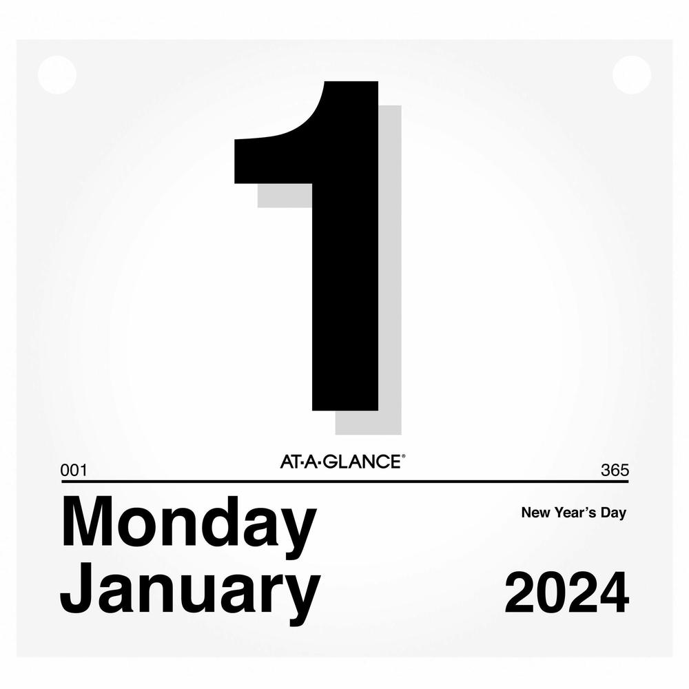 At-A-Glance "Today Is"Wall Calendar Refill - Large Size - Julian Dates - Daily - 12 Month - January 2024 - December 2024 - 1 Day Single Page Layout - 8 1/2" x 8" Sheet Size - Paper - Hanging Loop, Unr. Picture 1