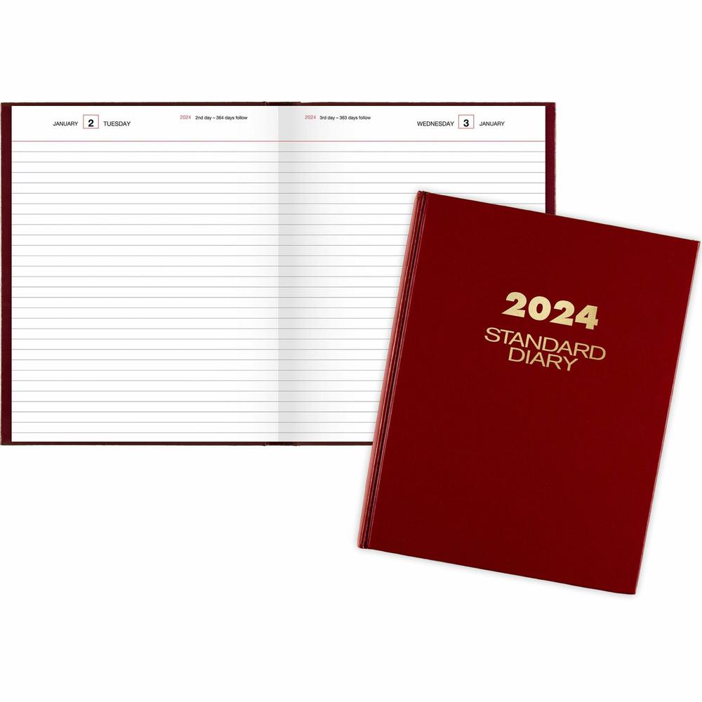 At-A-Glance Standard Diary Diary - Medium Size - Business - Julian Dates - Daily - 12 Month - January 2024 - December 2024 - 1 Day Single Page Layout - 7 1/2" x 9 1/2" White Sheet - Case Bound - Vinyl. Picture 1