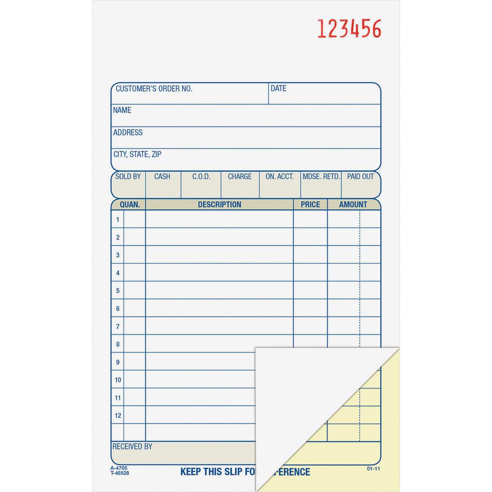 Adams Carbonless 2-part Numbered Sales Order Books - 50 Sheet(s) - 2 PartCarbonless Copy - 4.18" x 7.18" Sheet Size - White - Assorted Sheet(s) - Red Print Color - 1 Each. Picture 1
