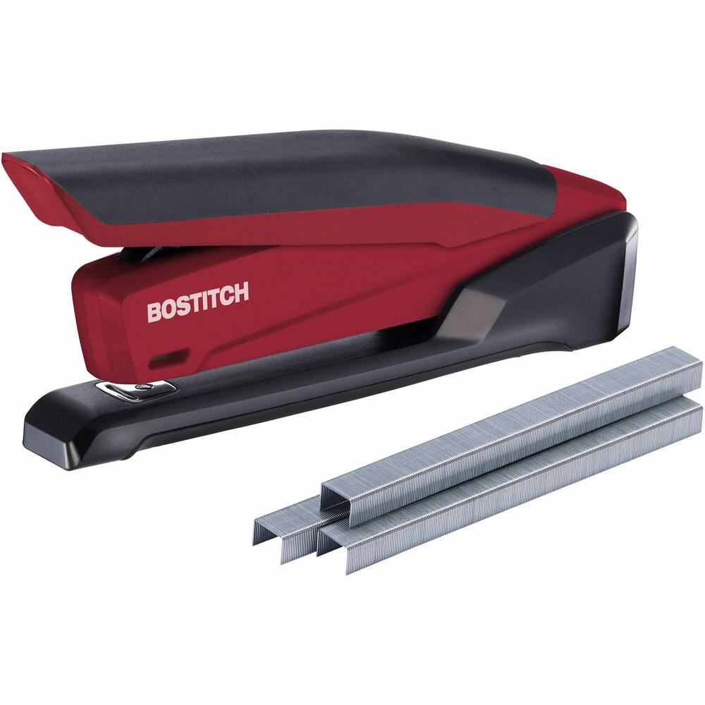 Bostitch InPower Spring-Powered Antimicrobial Desktop Stapler - 20 Sheets Capacity - 210 Staple Capacity - Full Strip - 1 Each - Red. Picture 1