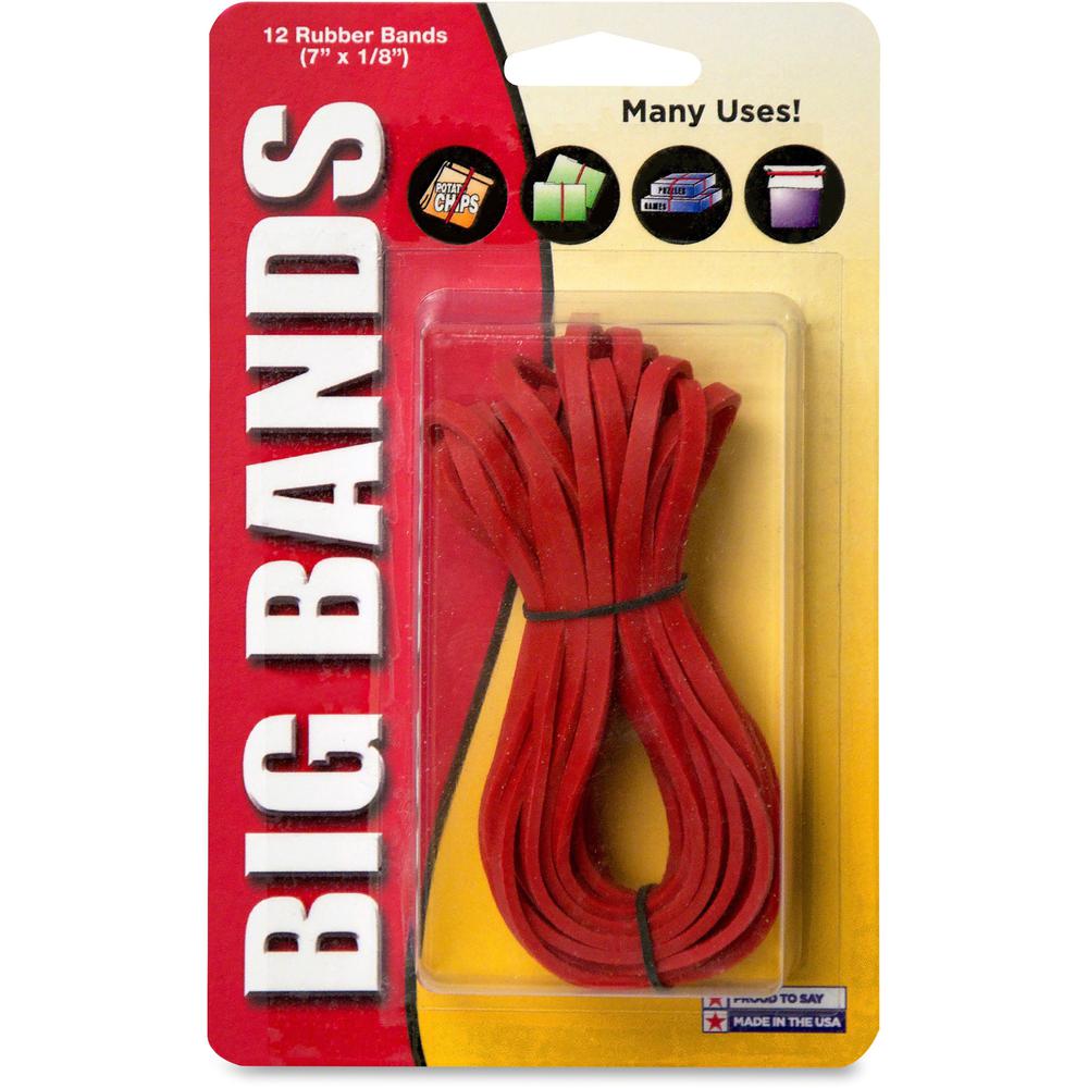 Alliance Rubber 00700 Big Bands - Large Rubber Bands for Oversized Jobs - 12 Pack - 7" x 1/8" - Red. The main picture.