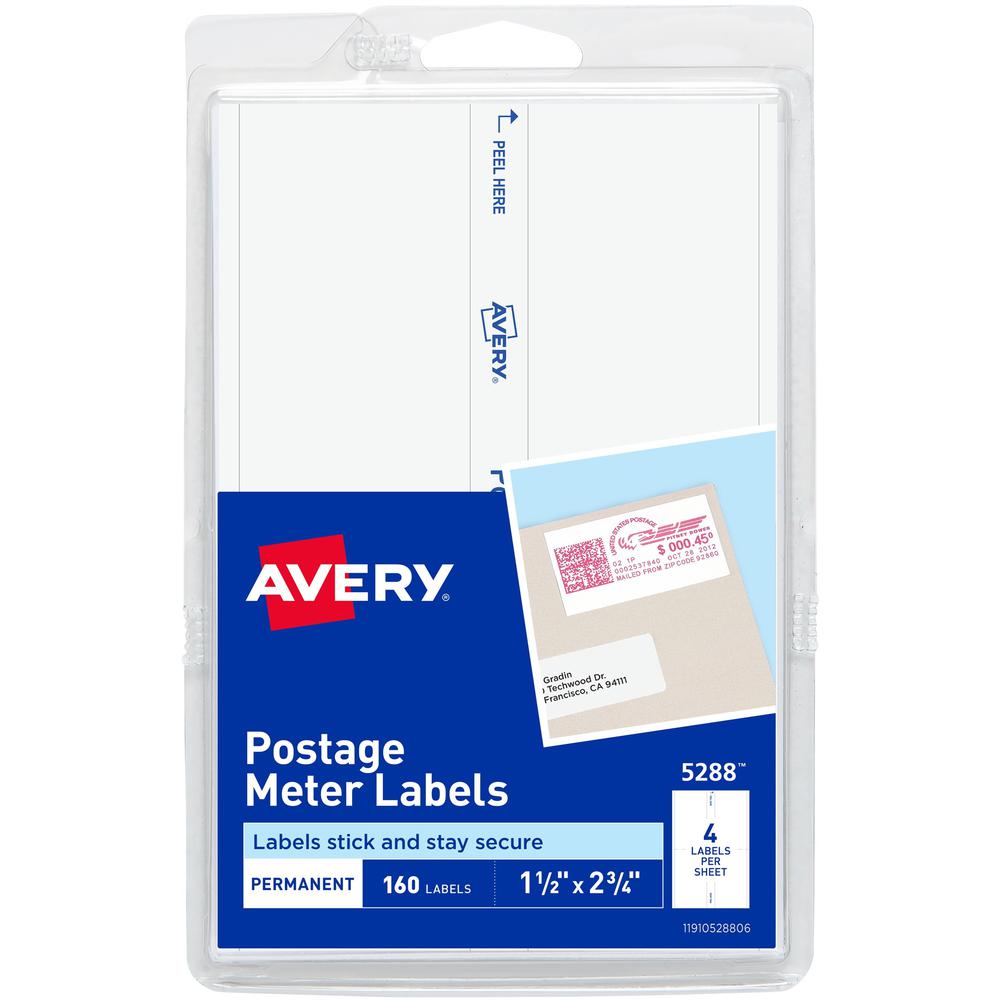 Avery&reg; Address Label - 1 1/2" Width x 2 3/4" Length - Permanent Adhesive - Rectangle - White - Paper - 4 / Sheet - 40 Total Sheets - 160 Total Label(s) - 160 / Pack. The main picture.